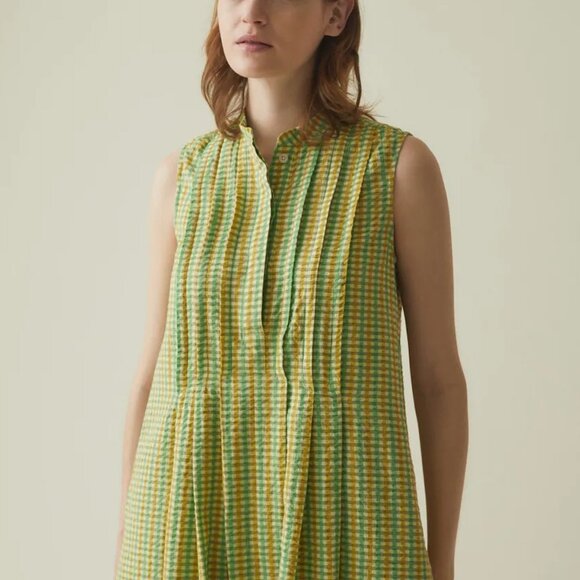 Toast Flora Check Seersucker Dress, Sea Green/Taupe, 6 - Picture 4 of 8